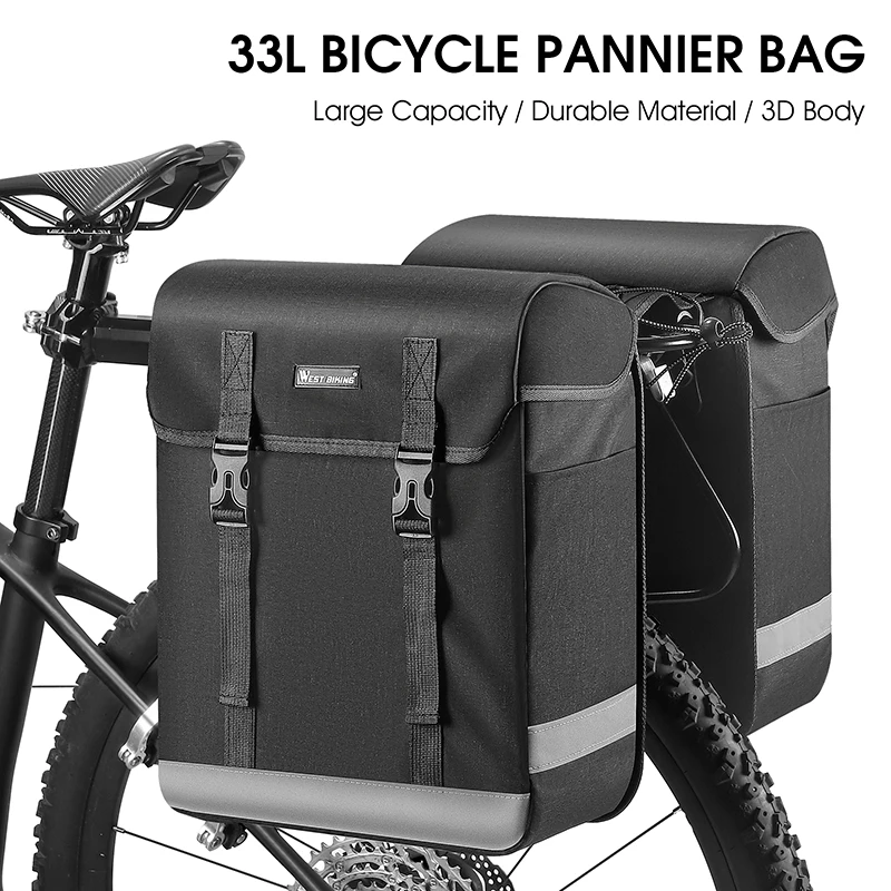 AliExpress West Biking WEST BIKING Waterproof 33L Bike Rack Bag Travel Cycling Bag Basket PVC Bicycle Rear Rack Tail Seat Trunk Bag Pannier Bag