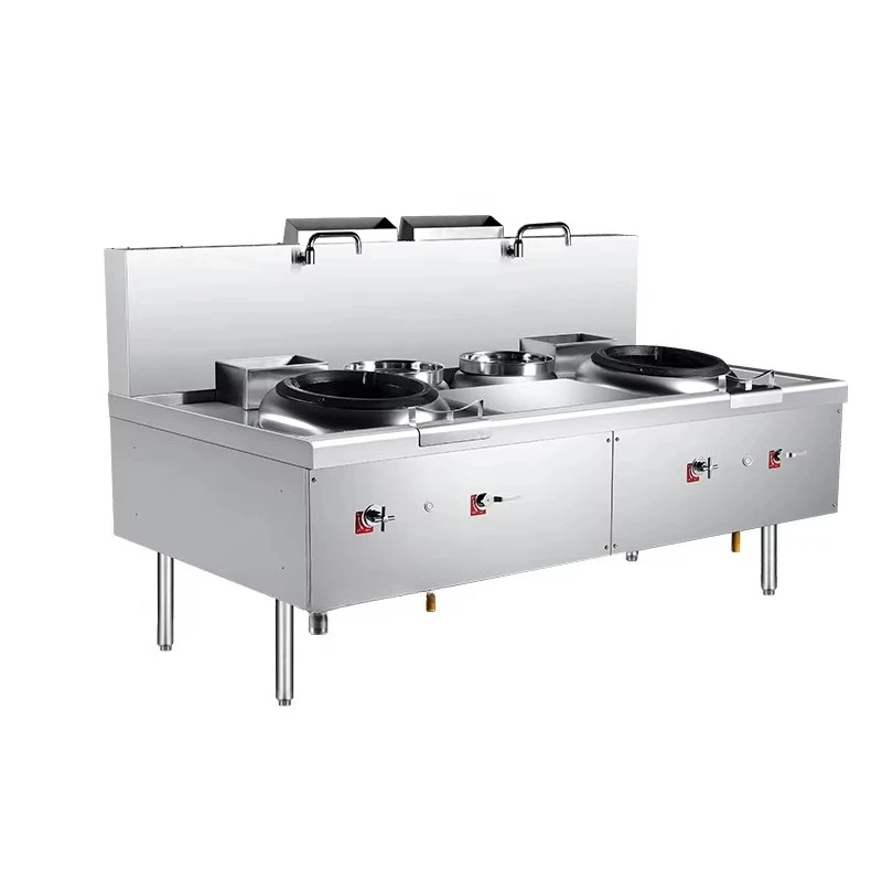 Commercial Industrial Gas Wok Stove Chinese Cooking Range With 2-Burner and 2-Warmer customized