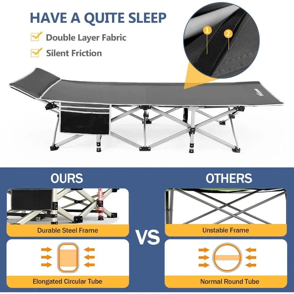 Łóżeczka kempingowe dla dorosłych z 3-calowym bardzo grubym materacem Składane łóżeczko do spania 900 LBS Meble do sypialni Strona główna