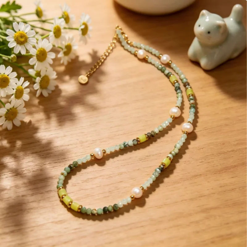 New Women's Necklace Natural Precious Gemstone Polishing Handmade Beads Exquisite Weaving Xiang Jewelry Collection Gift