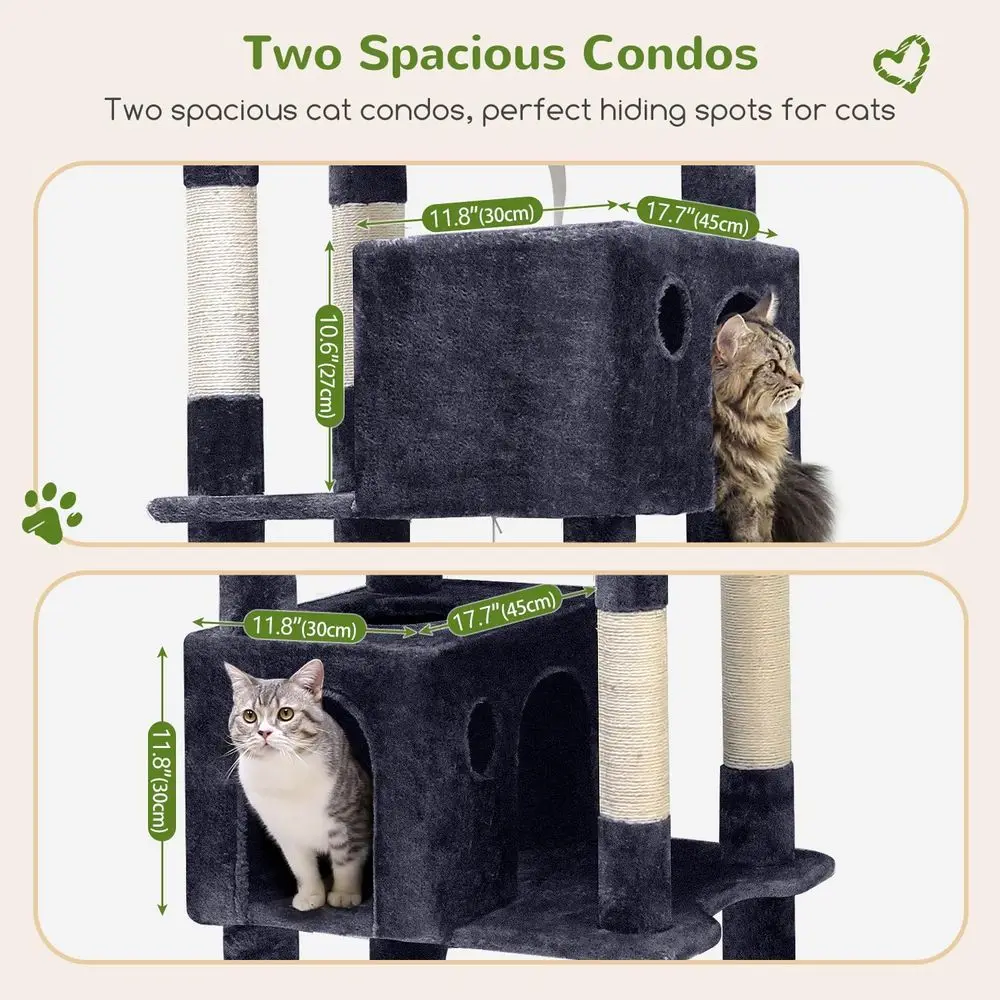 Extra-Large 83 Indoor Cat Tree with 9 Scratch Posts for Heavy Cats Over 20lbs, Dark Grey, F83