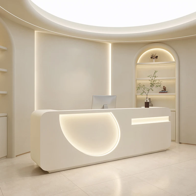 custom.Customized Minimalist Modern Medical Beauty Clothing Store bar Baked Paint Company Front Desk Reception Cashier Shop Coun