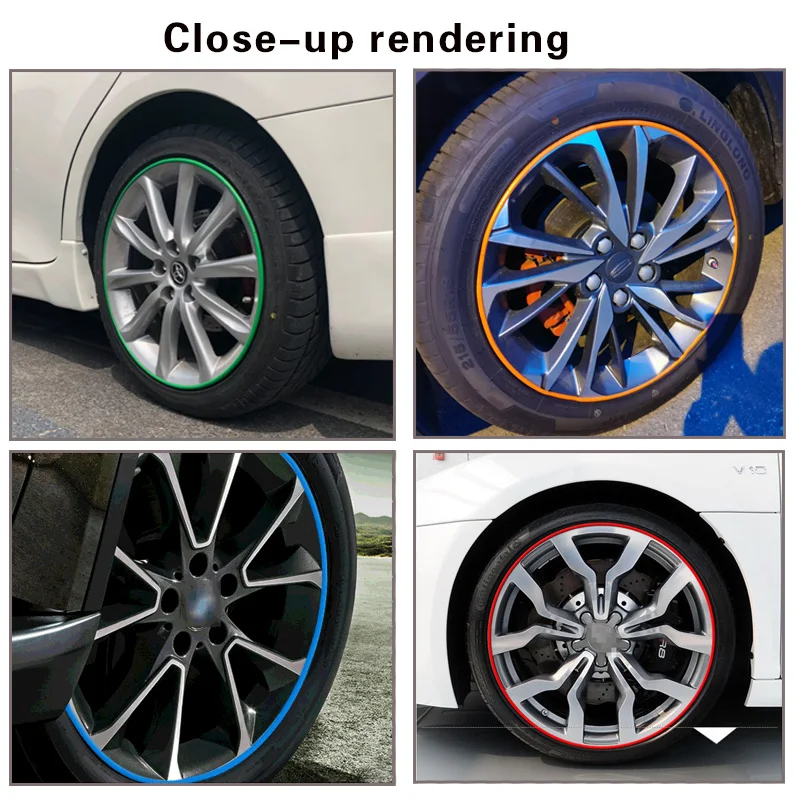 Car wheel protection wheel sticker decorative strip rim tire protection Car Wheel Rims Protectors 8M fits 4 wheels up to 22\