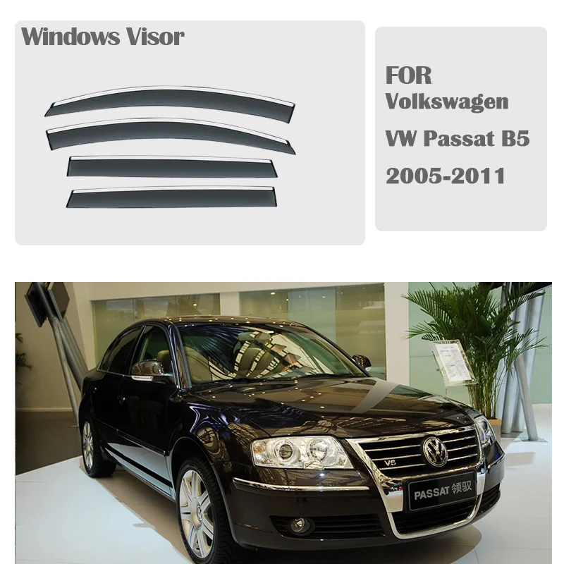 FOR Volkswagen VW Passat B5 2005-2011 Window Visors Rain Guard Windows Rain Cover Deflector Awning Shield Vent Guard Shade Cover