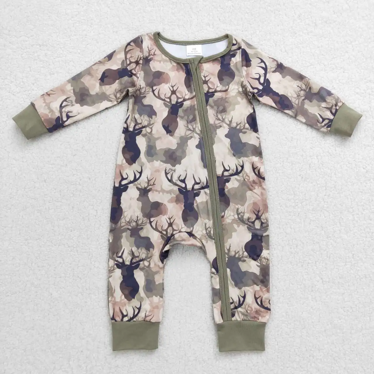 

Wholesale Baby Boy Long Sleeves Camo Reindeer Romper Kids Toddler Zipper One-piece Newborn Coverall Bodysuit Hunting Jumpsuit