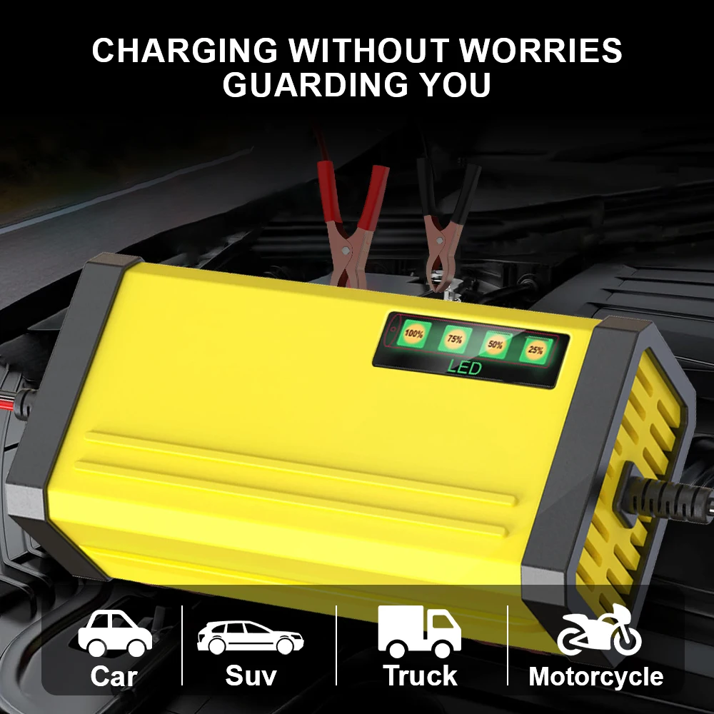 

220V Power Puls Repair Charger Moto Truck Battery Charger 12V 2A Wet Dry Lead Acid Battery LED Display Car Battery Charger