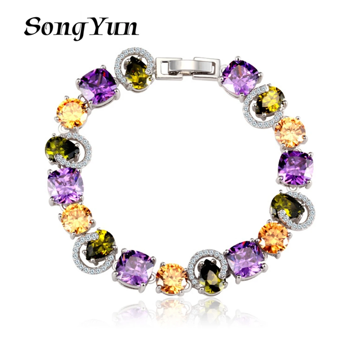 

Ювелирный бренд SongYun: браслеты с цветными цирконами, медные браслеты с кристаллами, украшения для рук в европейском и американском стиле.