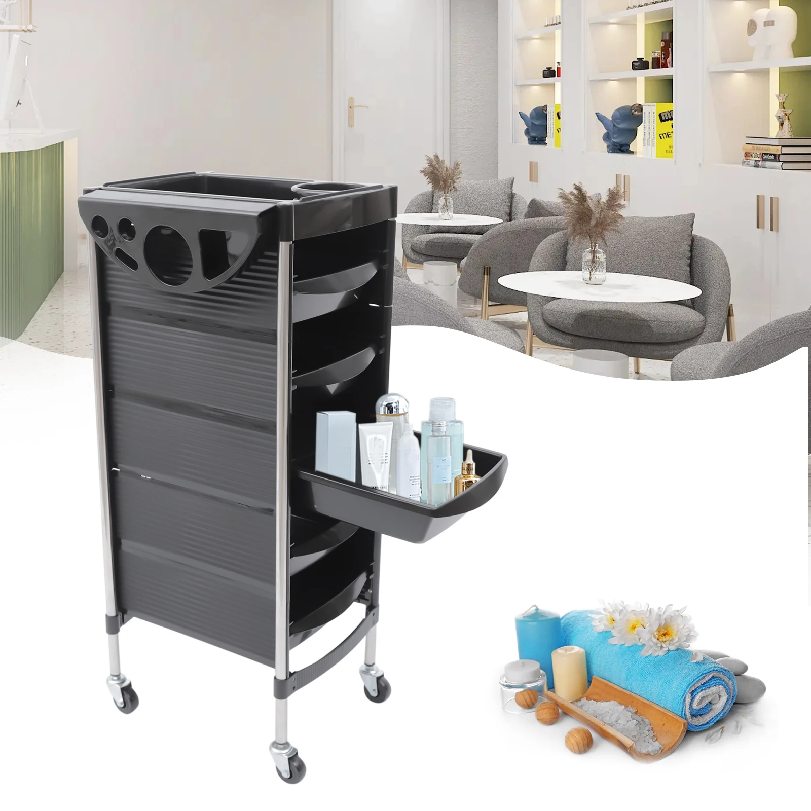 Hairdressing Storage Cart Beauty Salon Trolley Hair Salon Shelf Salon Tool Cart Hair Spa with Wheels