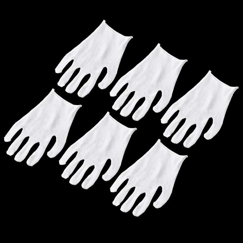 

6Pairs White Cotton Gloves Soft Thin Gloves Hand Protector Work Gloves Easy Clean Anti Dust Multi for Household Ourdoor Working