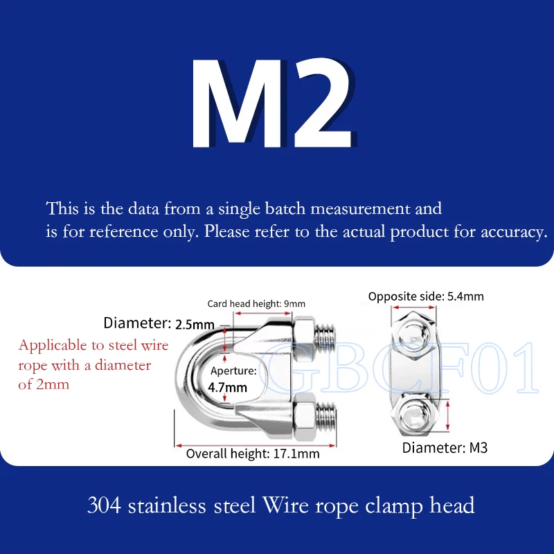 M2-M12 304 Stainless Steel Wire Rope Clip U Type Cable Clamp Wire Rope Clamp Cable Clip Line Clip 2mm-12mm