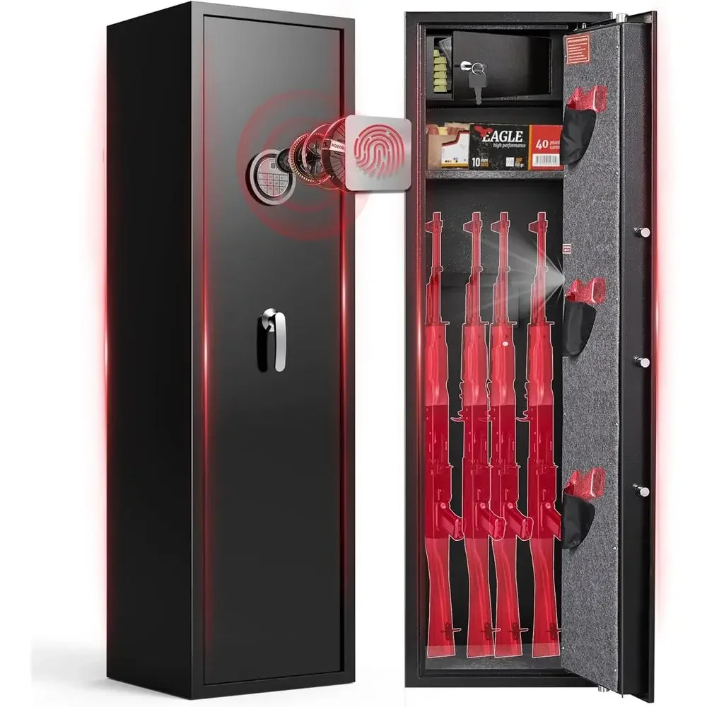 

Biometric Fingerprint Safe for Firearms, 8-10 Capacity Cabinet with Keyed Inner, Fingerprint & Digital Lock Cabinet for Guns and