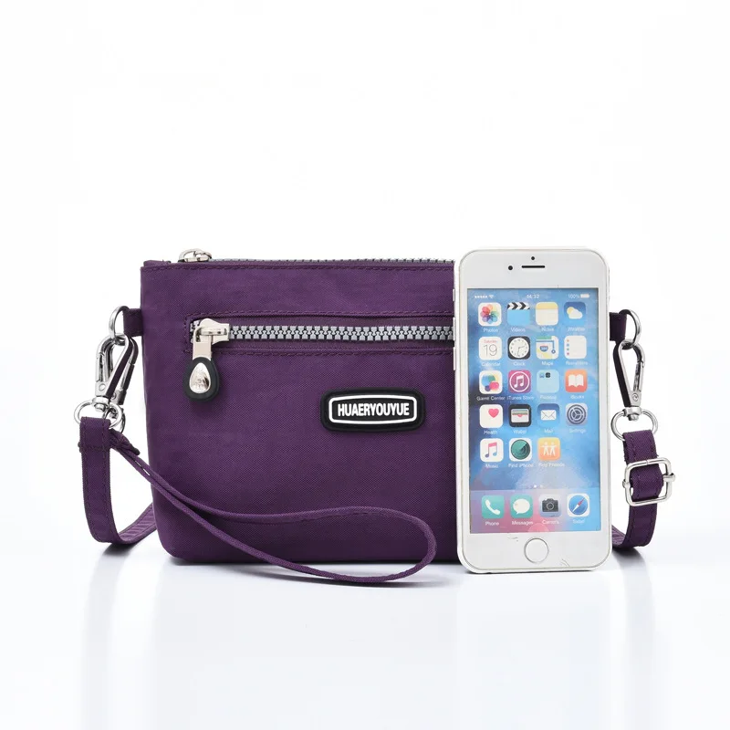 Leisure nylon small diagonal cross bag wallet, solid color multifunctional mobile phone, medium and long handheld bag wallet sac