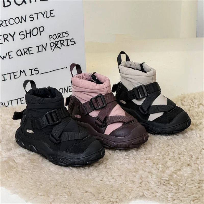 

2025 New Winter Children Snow Boots Waterproof Warm Plush Rubber Sole Non-slip Fashion Girls Boys Boots EU 27-37