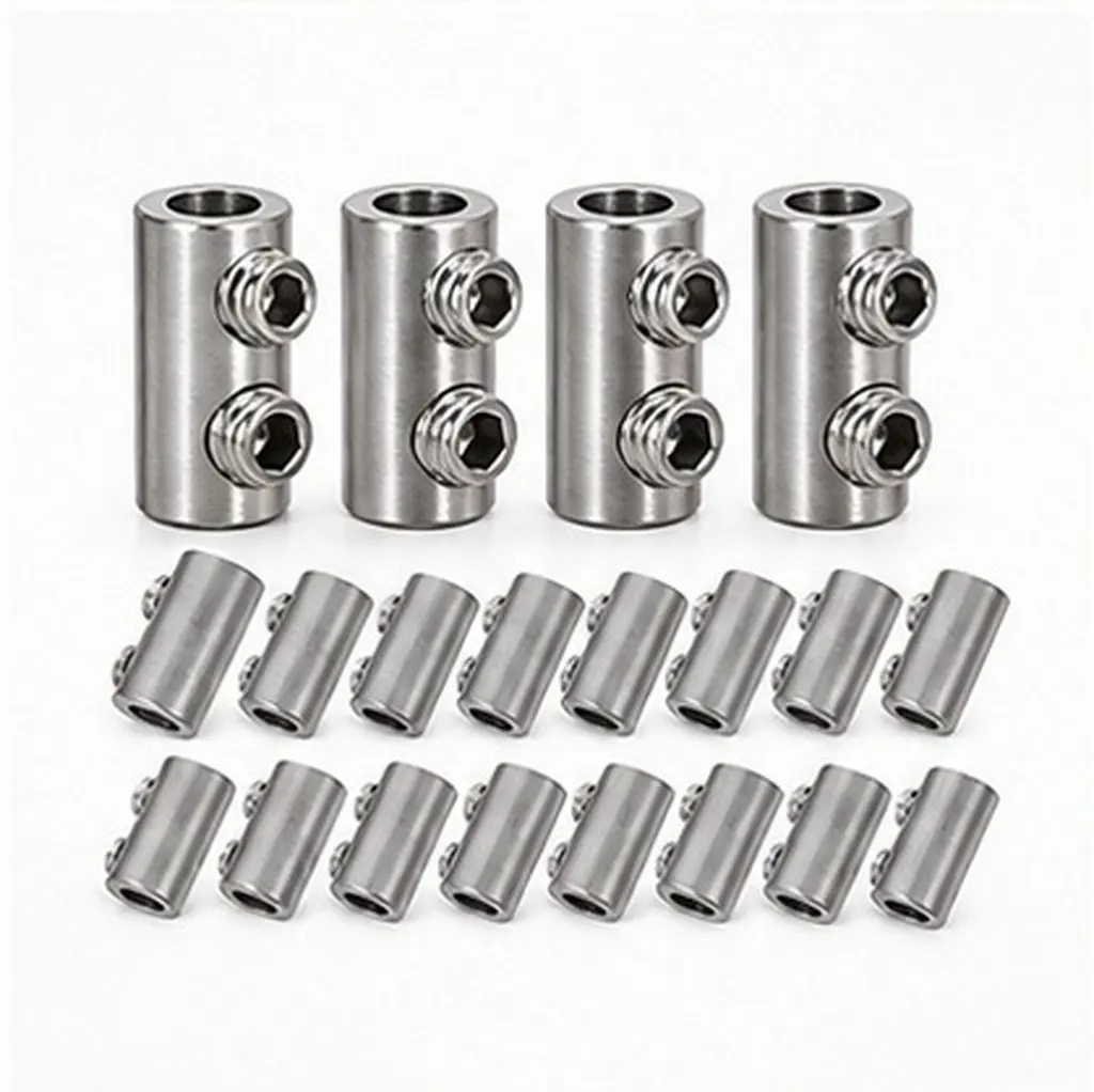 20Pcs Double Hole Stainless Steel Wire Rope Clamp Secure Vertical Locking for 2Mm Wire Clothesline Deck Railing Light Fixtures - view 6