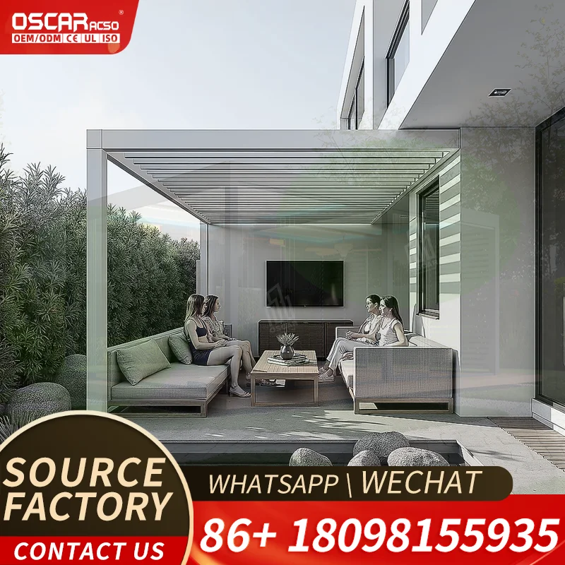 Retractable Aluminum Pergola Canopy Outdoor Shade for Villa Balcony Terrace Modern Innovative pergola