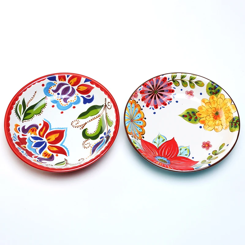 Creative Painting Ceramic Round Dish Dinner Plates Western Food Dishes Tableware Kitchen Dinnerware Plate Home Decoration