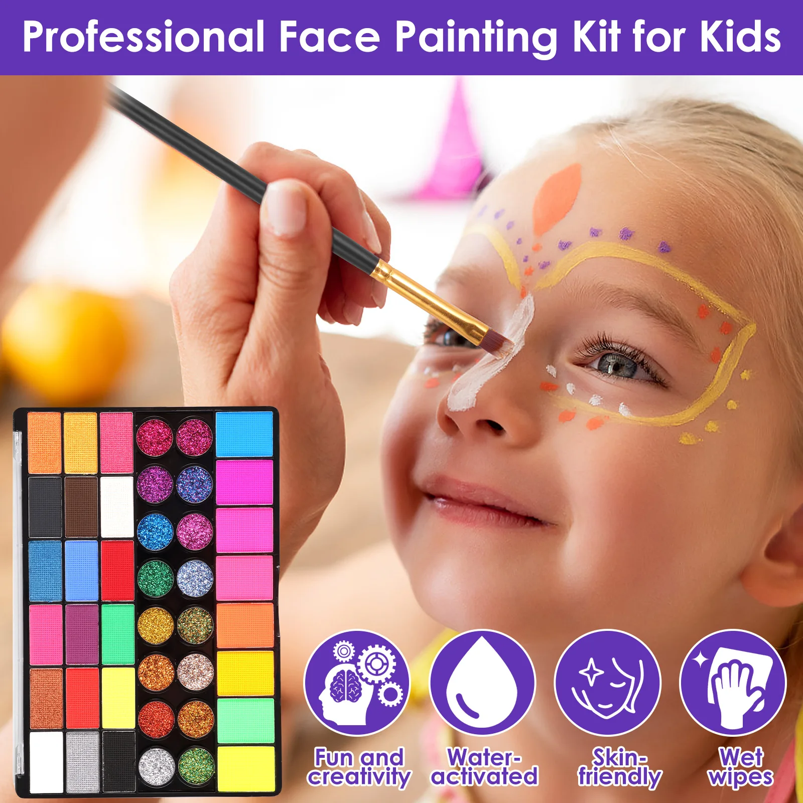 15/42 Kleuren Facial Wateroplosbare Body Painting Gezicht Make-Up Palet voor Kinderen Volwassenen Stadium Halloween Cosplay Party Art Supplies