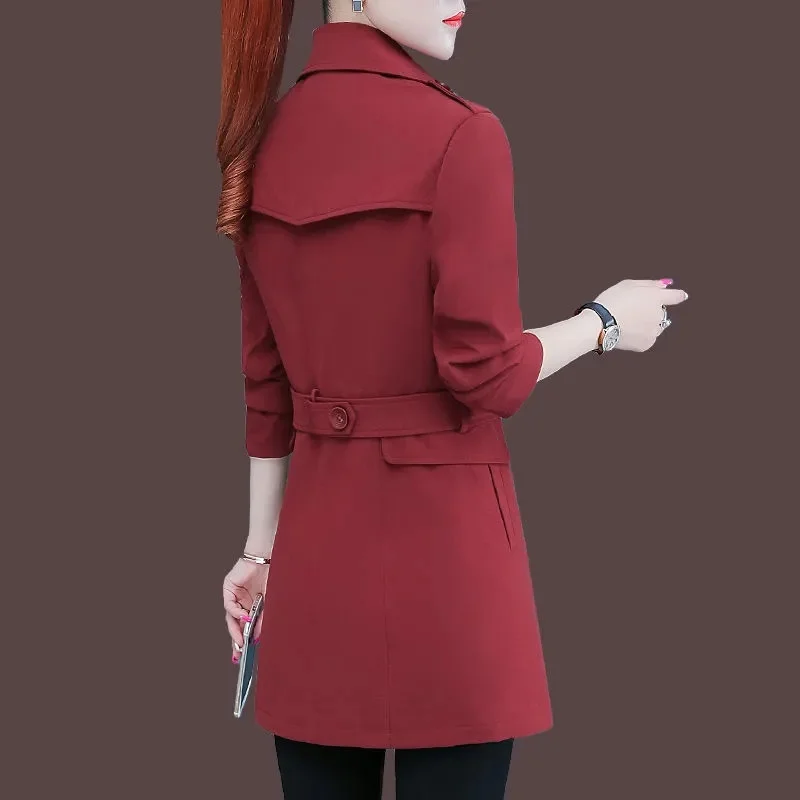 Lined/High Quality Trench Coat Women's Spring Oversized Long Coat For Versatile Autumn solid color Double Layer Windproof Coat