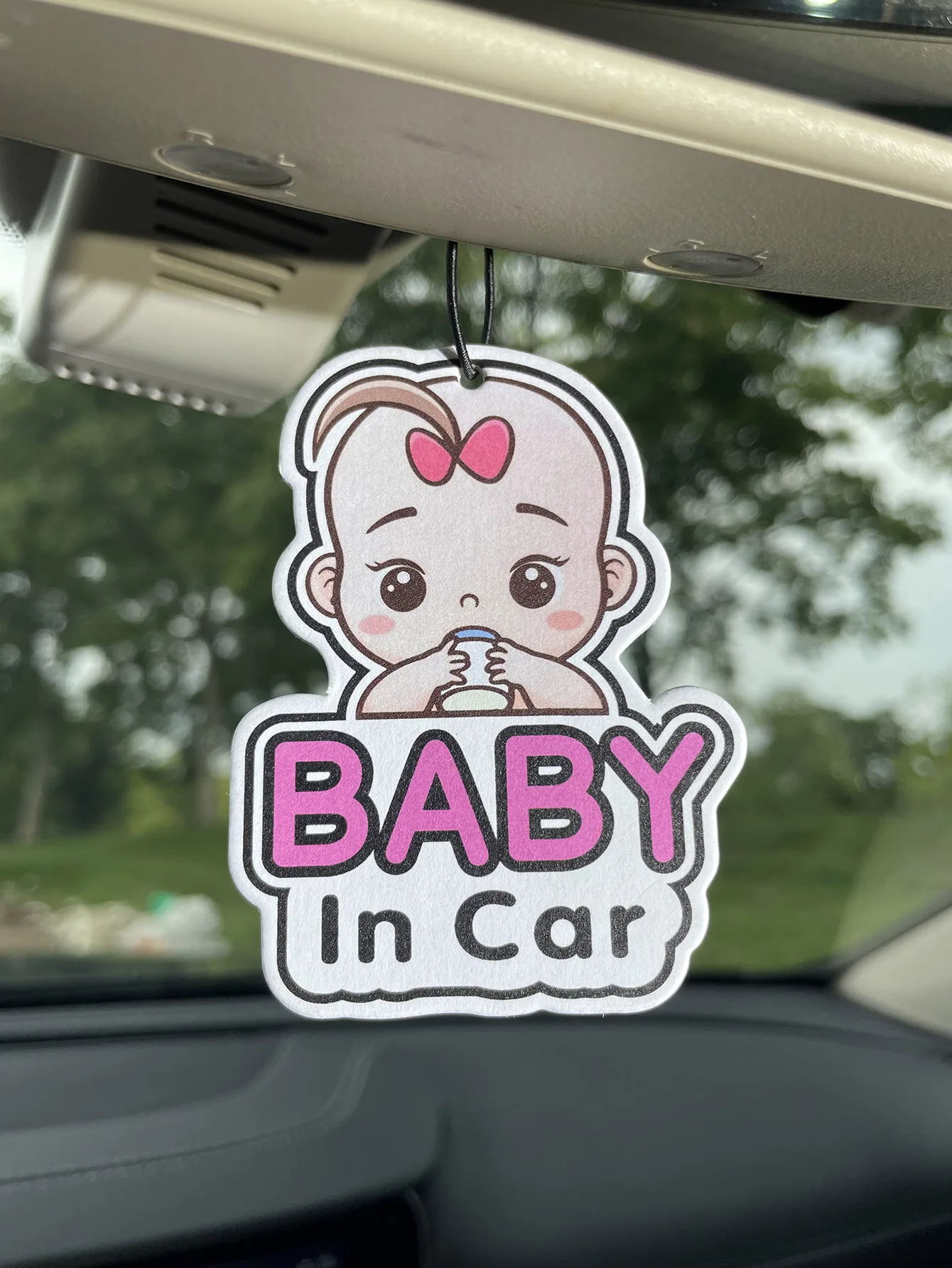 Baby In Car Cute Pink Bow Baby Girl Car Air Freshener, Hanging Scented Paper, Natural Plant Extract Fragrance, No Alcohol, Heat
