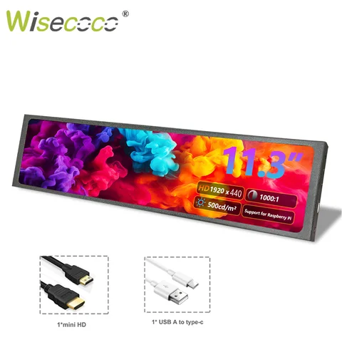 11.3/7.84/8.8 Inch Portable Monitor Long Stretched Strip Display 1920x440 IPS LCD Screen for Raspberry Pi AIDA64 PC Laptop