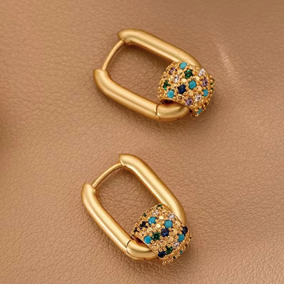 

Retro Stud Earring Classic Luxury Women's Jewelry Colorful Zircon Pendant Baroque Style Designer Earrings Girl Party Gift