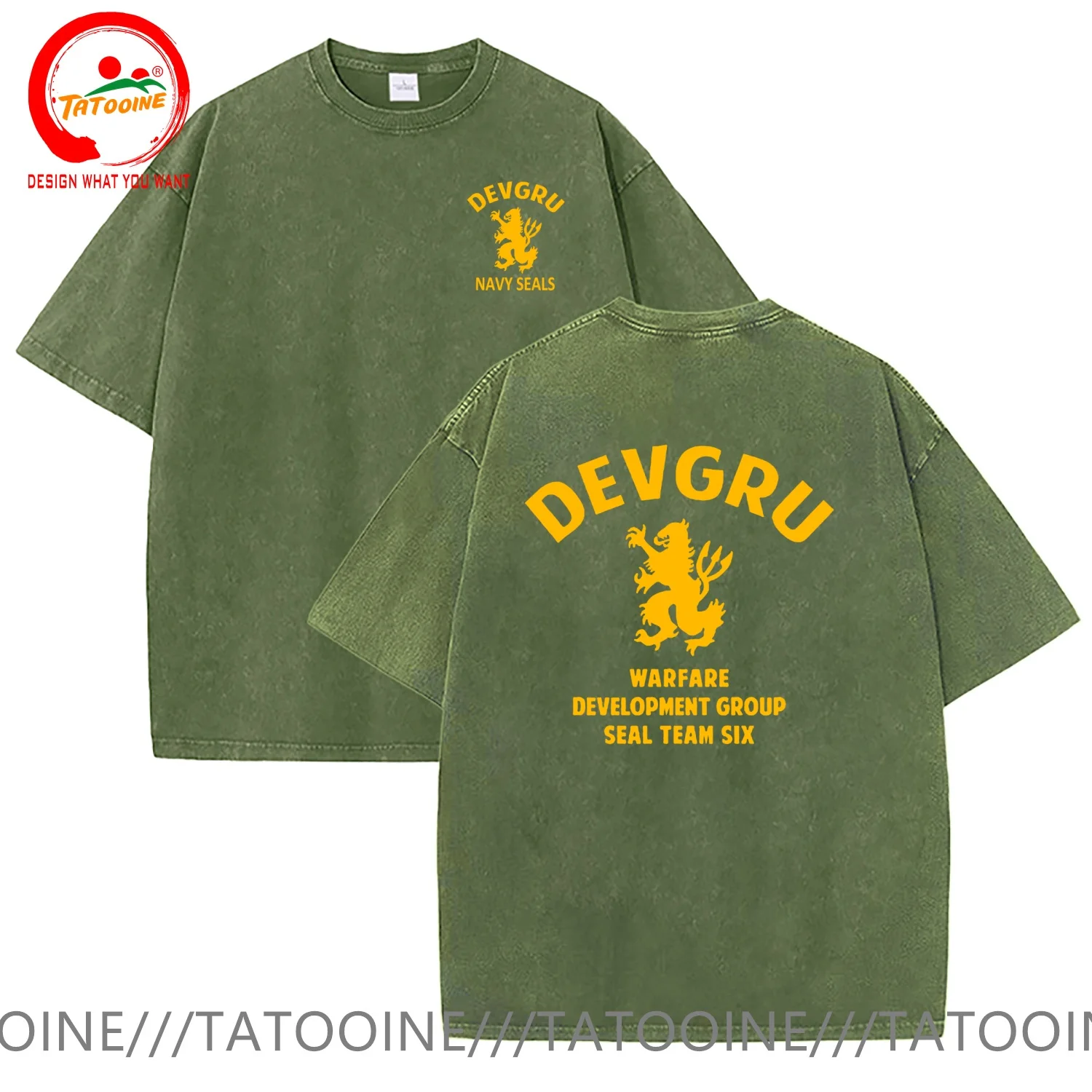 Devgru Navy Seals Team 6 back T Shirt Men Vintage Washed Cotton T-Shirt Stylish Clothing Tops Tee Shirt Leisure Tshirt
