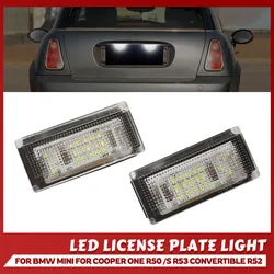 2pcs LED Number License Plate Light For BMW Mini Cooper R50 R52 R53 Full LED Light Canbus Error Free