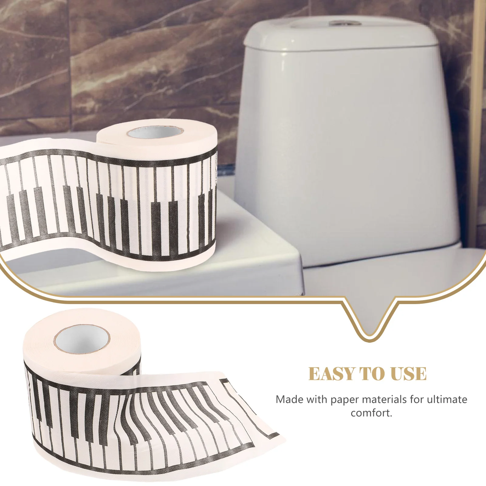 

Piano Toilet Paper Music Themed Decorative Printing Soft Bathroom Tissue Gentle Touch Piano Pattern