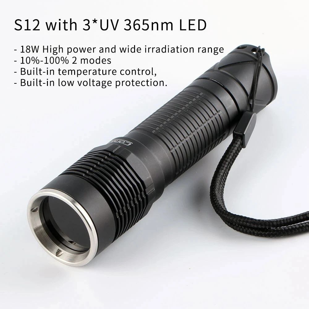 UV Flashlight Convoy S12 with 3*UV 365nm Led Torch Flash Light 21700 Linterna Ultraviolet Lanterna Ultra Violet Latarka