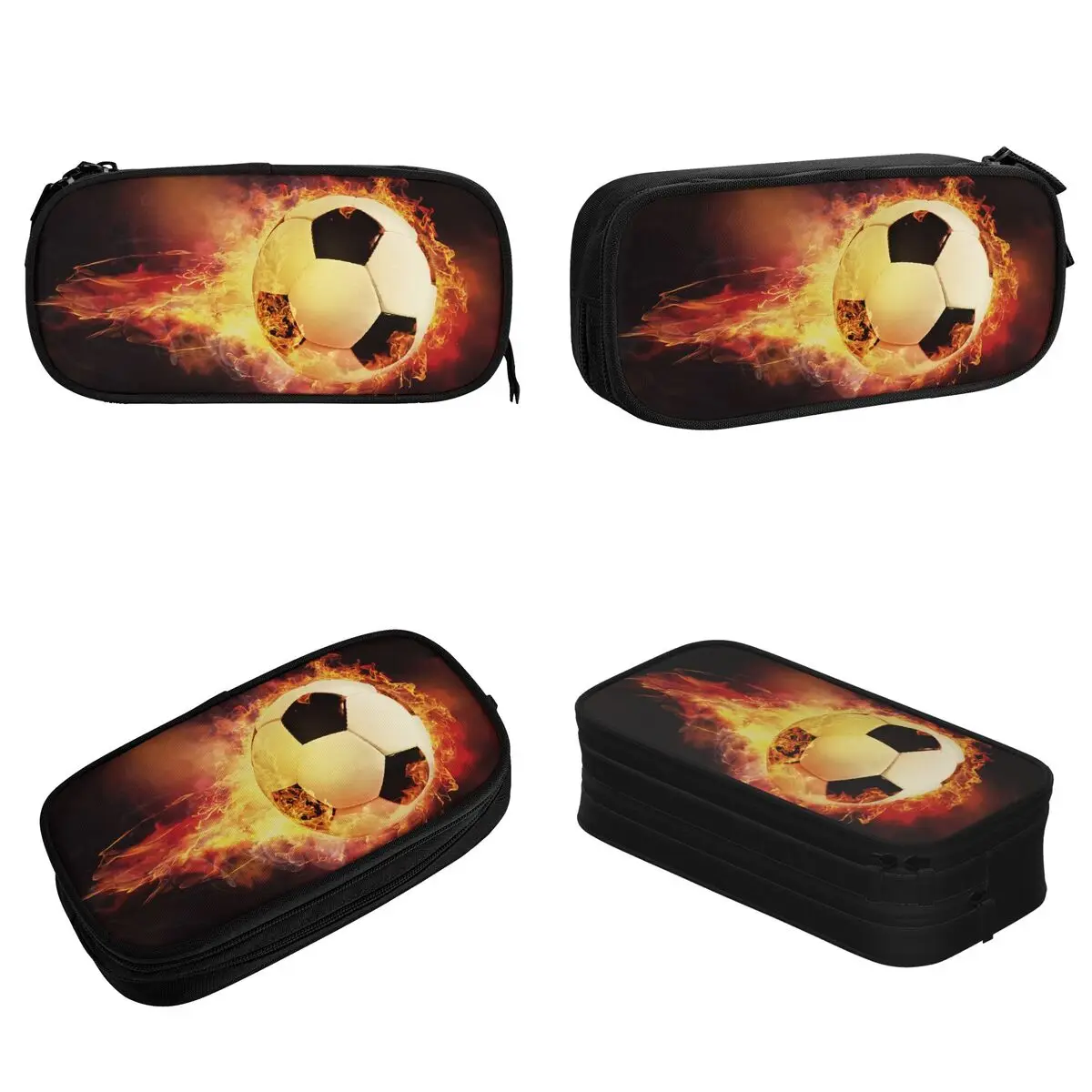 Imagem -02 - Estojo de Lápis de Bolas de Fogo para Estudantes Linda Caixa de Caneta Futebol Esportes Grande Armazenamento Material Escolar Presentes