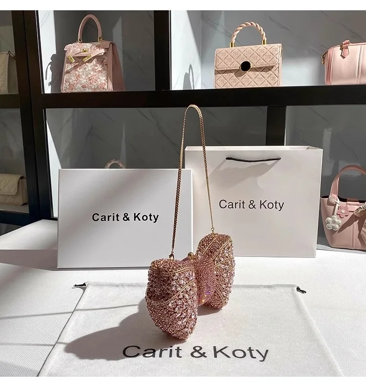 

Luxury Women Handbag Glitter Bow Knot Banquet Bag Crystal Rhinestone Diamond Evening Bag Wedding Party Clutch Purse Shoulder Bag