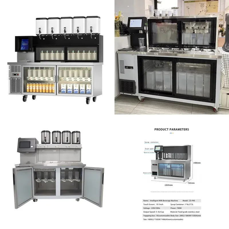for Baiwin Smart Commercial Bubble Tea Making Machine Automatic Multifunctional Boba Tea Equipment for Milk Tea Kiosk Chain