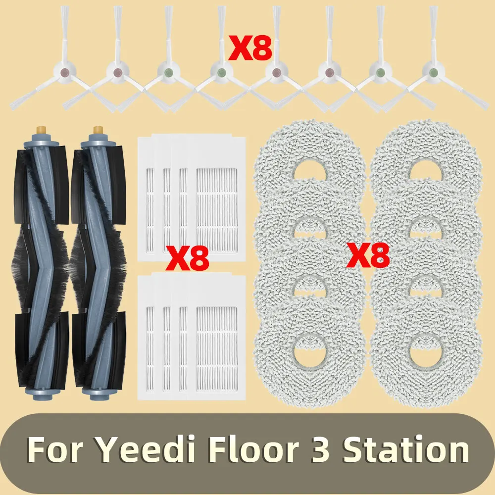 Accessory Compatible For Yeedi Floor 3 Station Robot Vacuum Cleaner Main Roller Side Brush Mop Pad Cloth Spare Parts Relpacemet