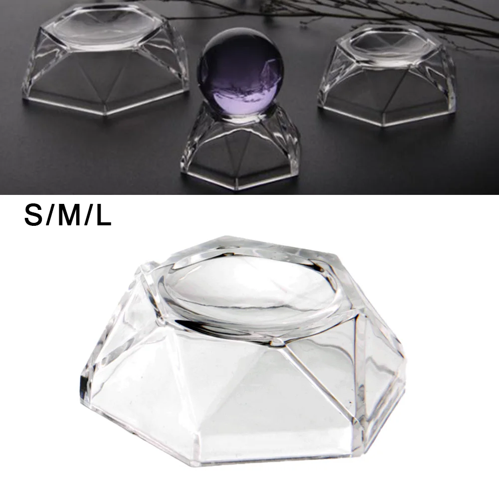 1pc Acrylic Crystal Ball Display Base Ball Display Stand Decoration Base Hexagon Shape Home Decor Desktop Ornaments