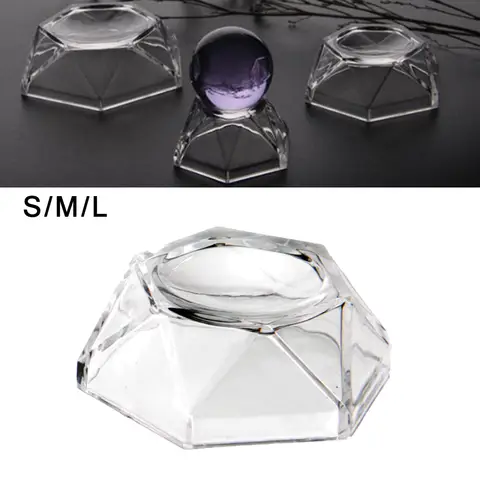 1pc Acrylic Crystal Ball Display Base Ball Display Stand Decoration Base Hexagon Shape Home Decor Desktop Ornaments