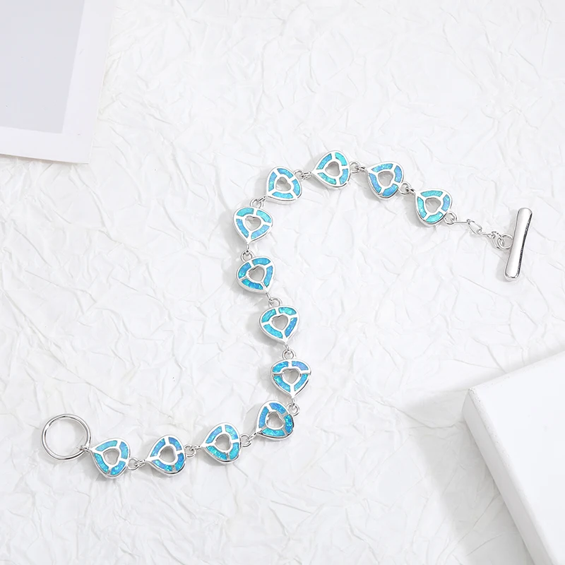 MYOP Synthetic OPAL Blue Heart Bracelet,Spirit Rhyme Beauty Free, Elegant And Beautiful Dream Three-Dimensional Aesthetics