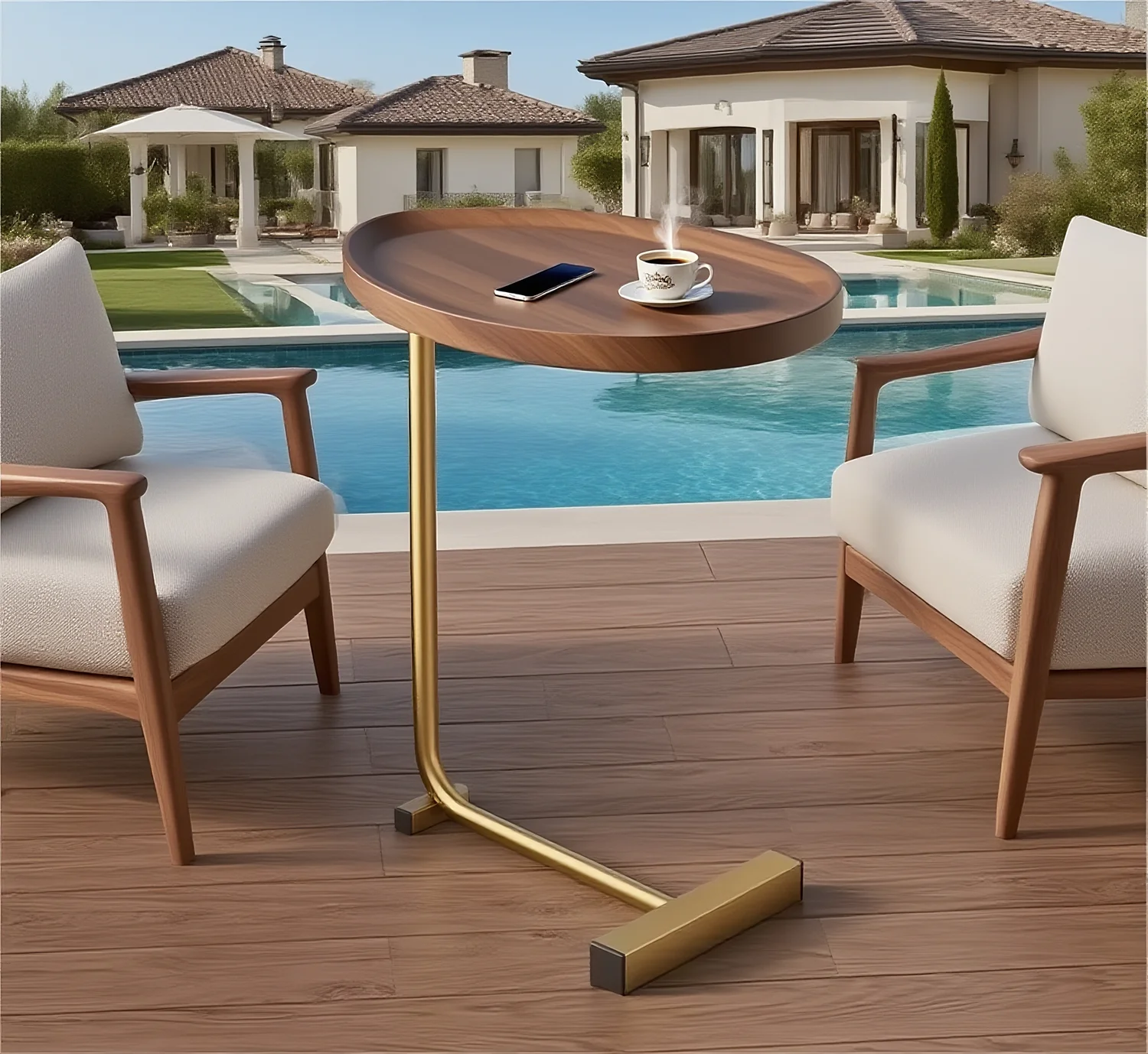 Modern Oval Side Table: Multi - Scene Coffee Table, Simple Design 45*30-62/72cm(Height Adjustable) for Indoor & Outdoor Leisure