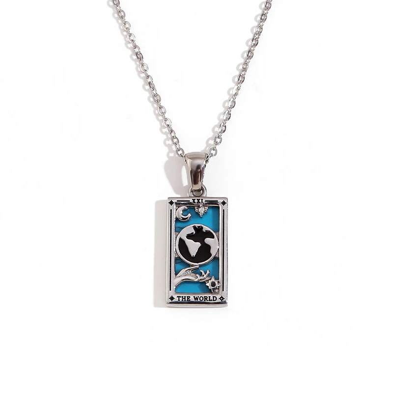 Fashion niche pendants stainless steel-plated 18K Gold retro original innovative tarot card necklace