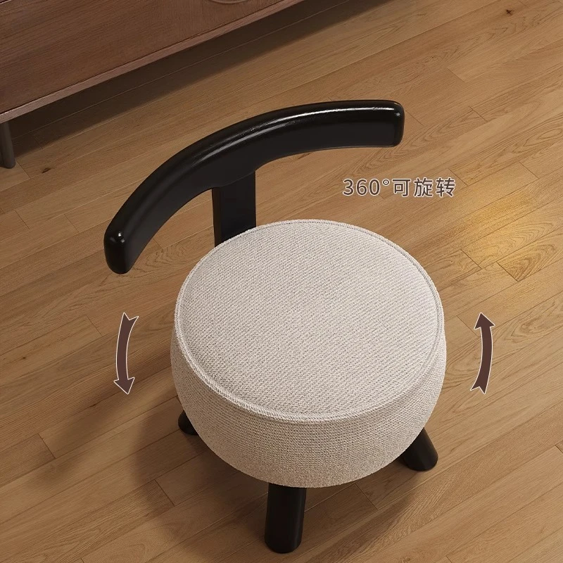 

Compact Storage Stool with Curved Backrest - Fabric, Solid Wood Legs, Ideal for Bedroom & Entryway