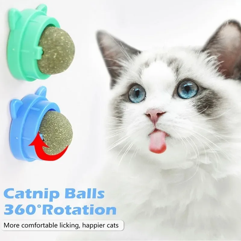 Catnip Ball Wall Sticker Ball Toy Cat Healthy and Natural Removal of Hair Balls to Promote Digestion Mint for Cats Toys Supplies