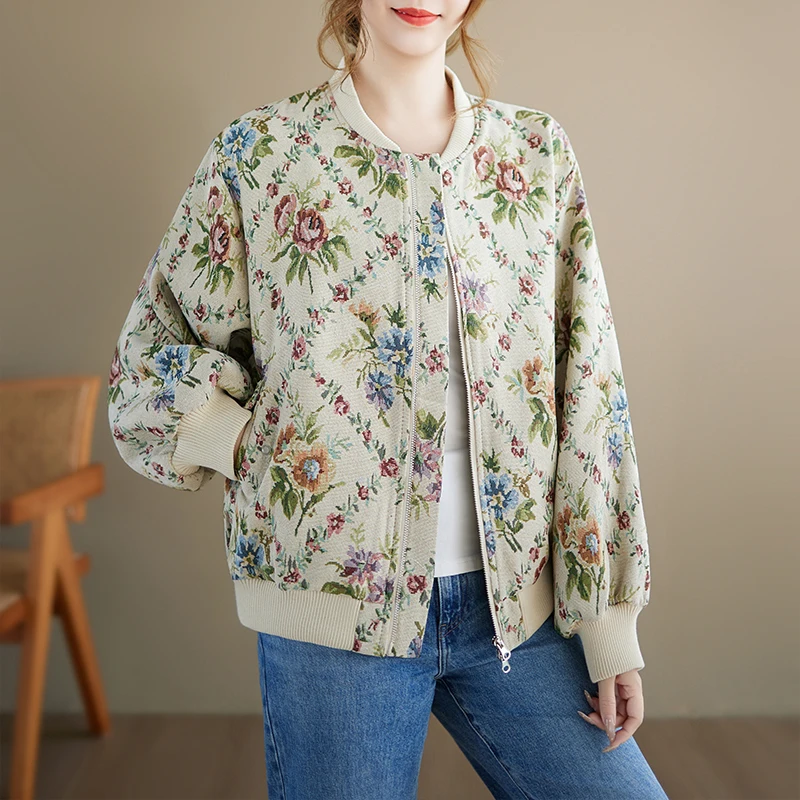 가을 겨울 야구 재킷 자수 유화 디자인 여성용 아우터웨어