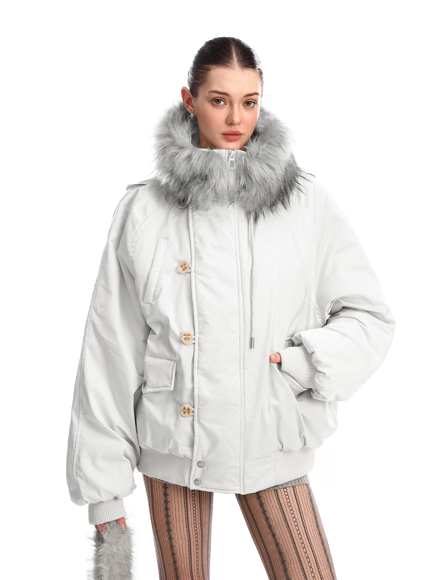 

Зимнее хлопковое пальто Thiened для женщин с капюшоном, теплый флисовый подклад, повседневный стиль, свободный крой в корейском стиле, на молнии, длинный рукав