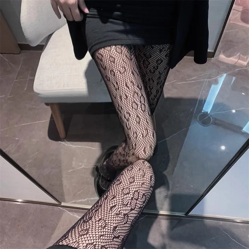 Gothic Tights Leopard Print Sexy Women\'s Printed Tight Design Black Hollow Stockings Fishnet Special Fashion Pantyhose Stocking