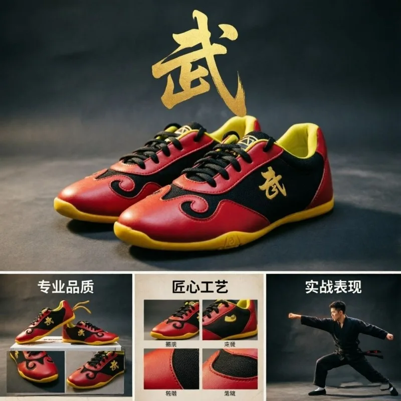 Professional Men Women Martial Arts Training Shoe Red Wushu Shoe Unisex Top Quality Taiji Shoes for Couples Designer KungFu Shoe