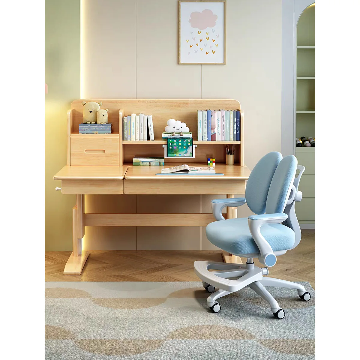 

table Solid wood writing table Primary and secondary school student desk Household homework Desks and chairs set