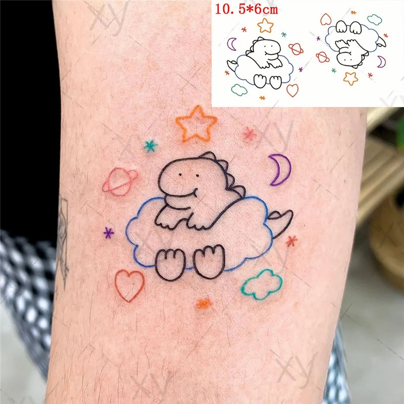 Waterproof Temporary Tattoo Sticker Cartoon Fantasy Sky Pink Moon Planet Tatto Water Transfer Flash Fake Tatoo for Men Women