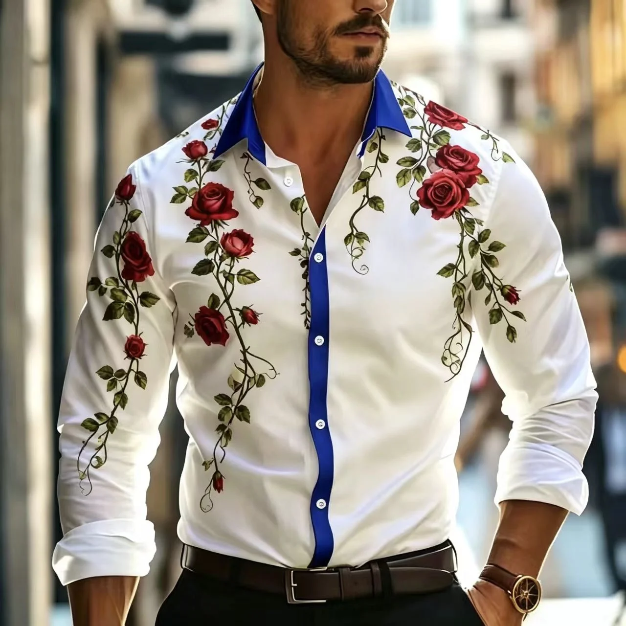 Men's New High-Definition Natural Floral 3D Printing  Long Sleeved Shirt  Daily Vacation Outdoor  Casual And Comfortable