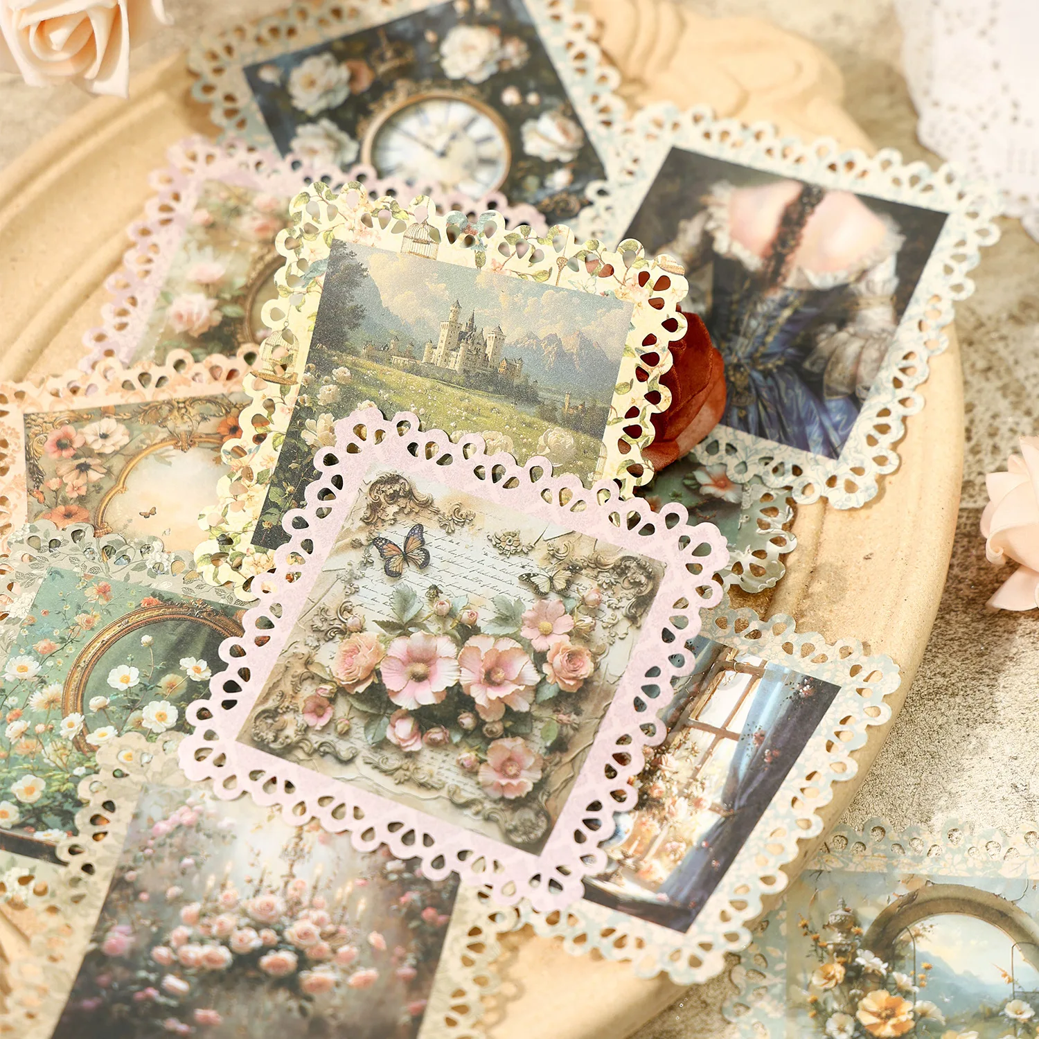 24 sets/partij Memo Pads Materiaal Papier Rococo Tuin Collectie Journal Scrapbooking Kaart Achtergrond Decoratie Papier