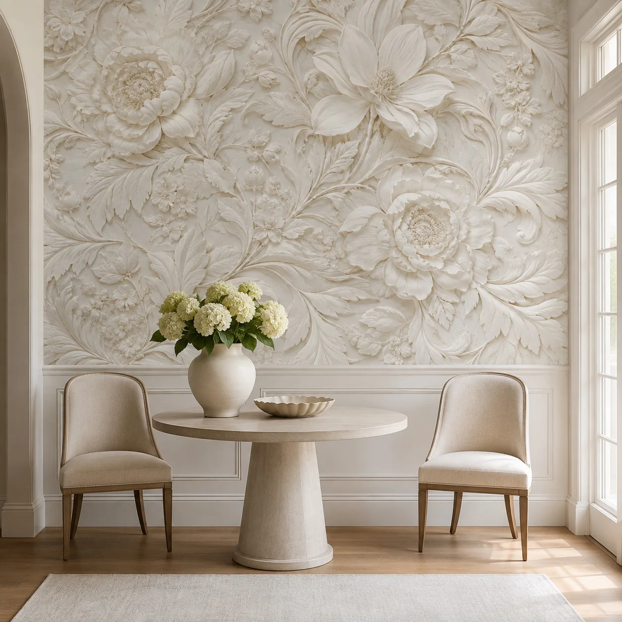 Floral Wallpaper Mural Luxury Embossed Flower Wall Decor for Living Room Bedroom Non-Self-Adhesive
