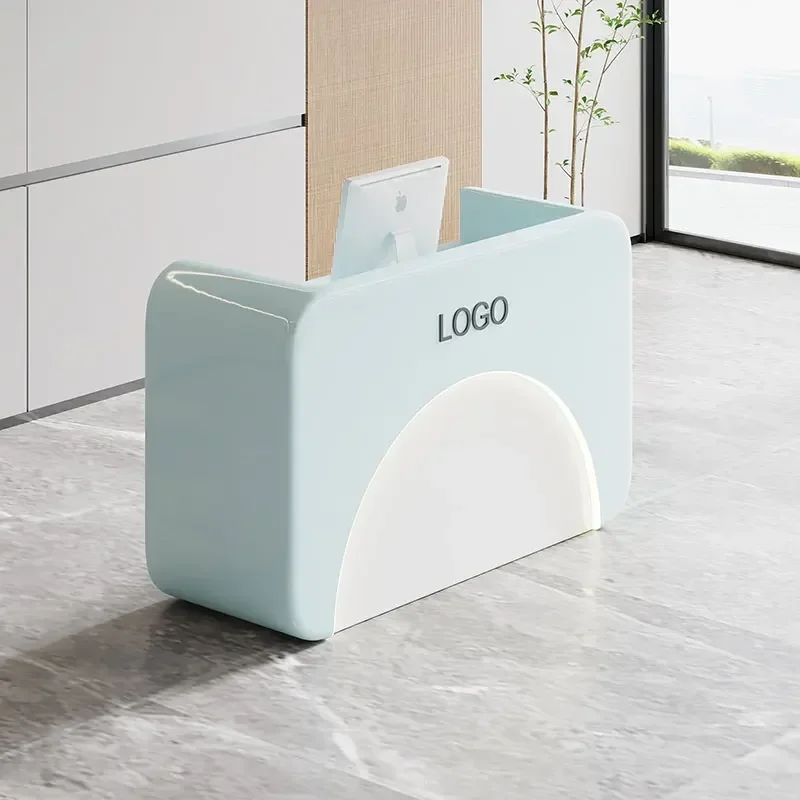 Small Bar Counter Computer Checkout Page Store Small Front Desk Reception Reception for Salon Entry Table with Storage Beauty